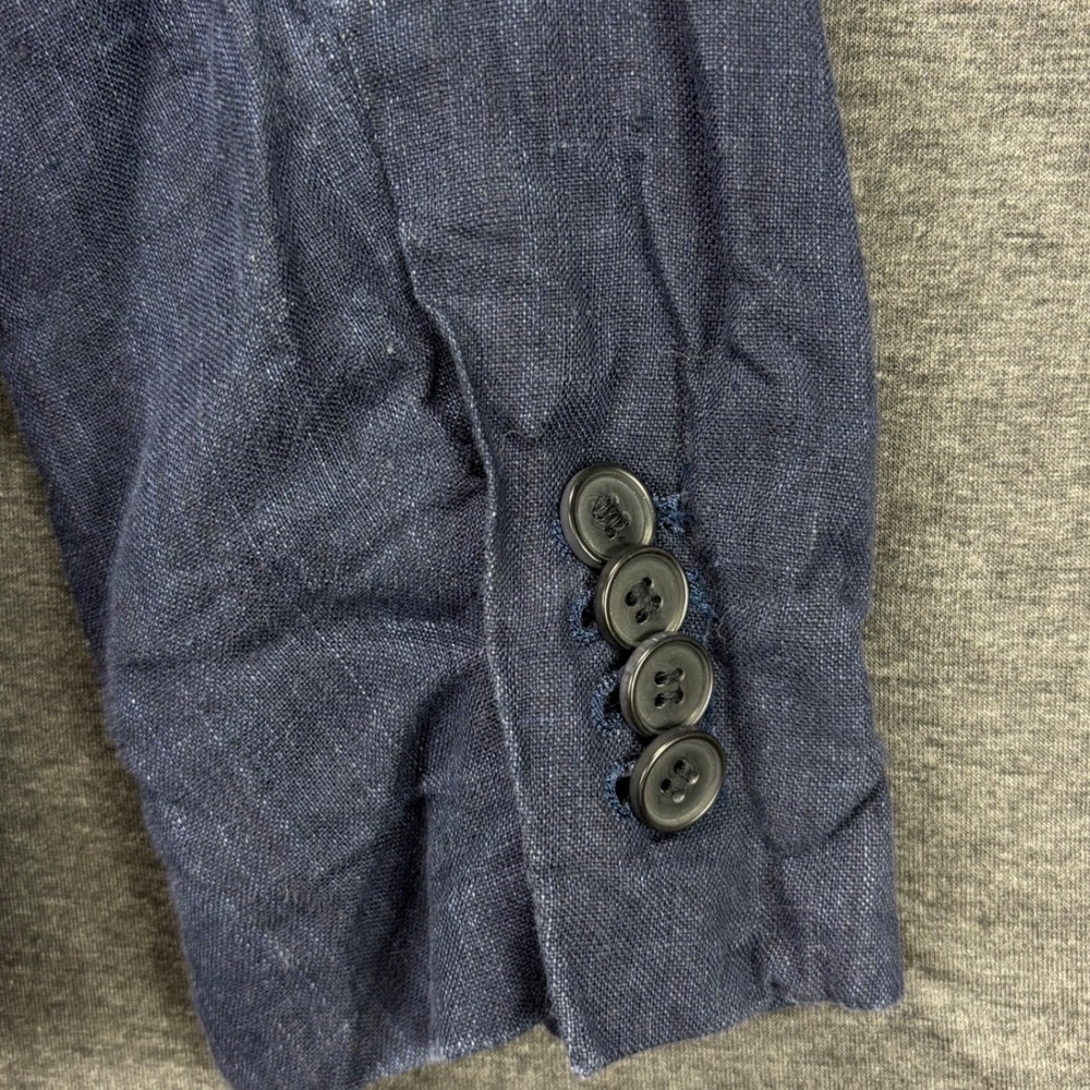 H&M Blazer Mens 34R Slim Fit Navy Linen Sport Coat Two Button Lightweight Casual - Picture 8 of 13
